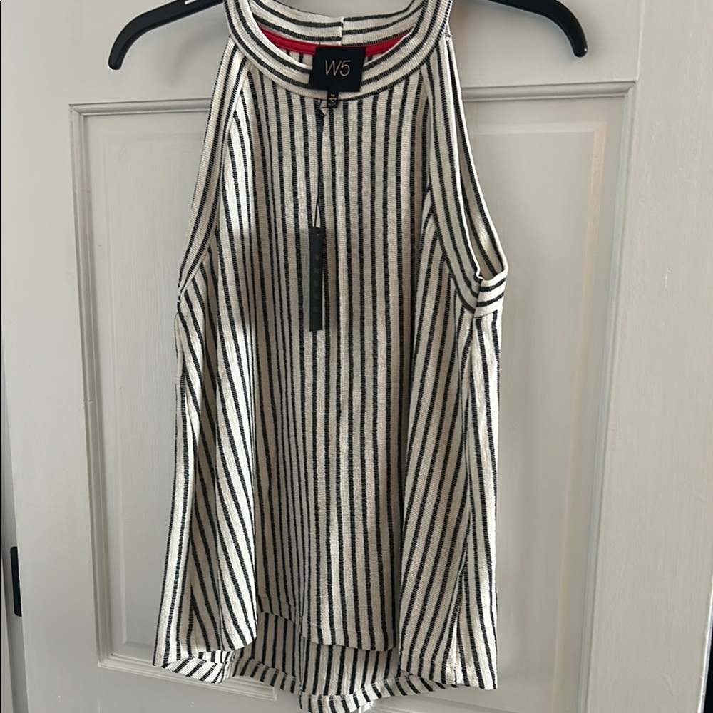 W5 Black and White Relaxed Sleeveless Tank Top
